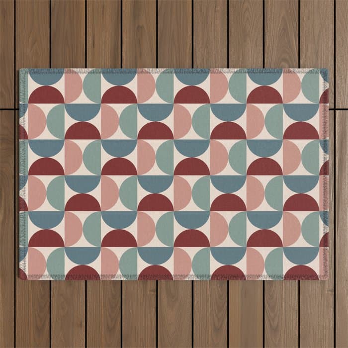 Bauhaus Mid Century Modern Geometric Pattern XV Outdoor Rug