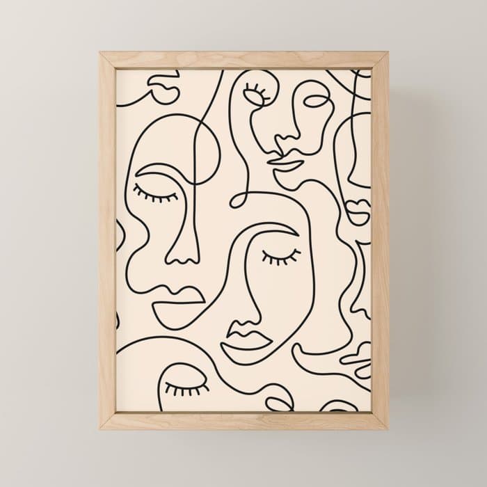 Abstract Single Line Face Mini Art Print