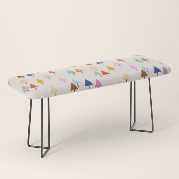 Pastel Triangle Trees: Cozy Winter Vibes with Modern Charm Bench
