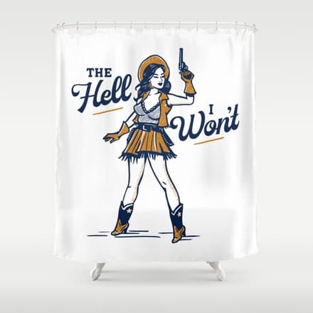 The Hell I Won'T: Retro Cowgirl V.2 Shower Curtain