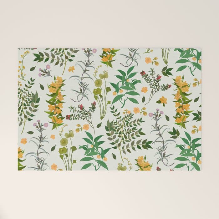 Vintage Wildflowers / Cozy Botanicals Welcome Mat
