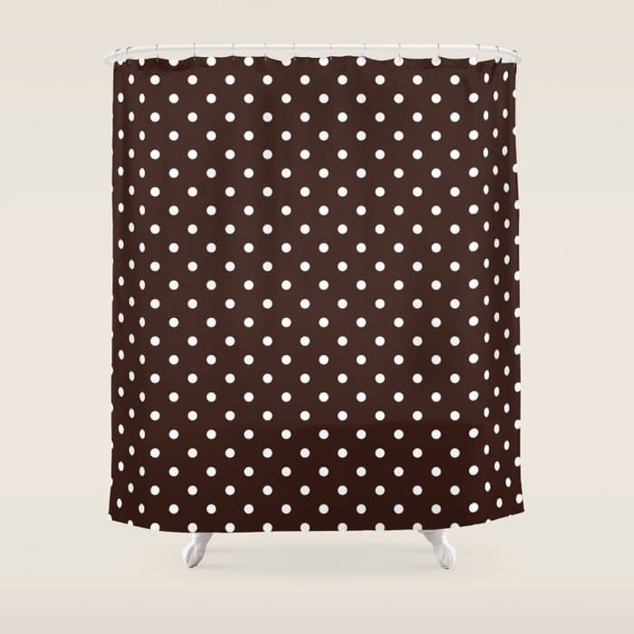 Polka Dot Brown and White Pattern Shower Curtain