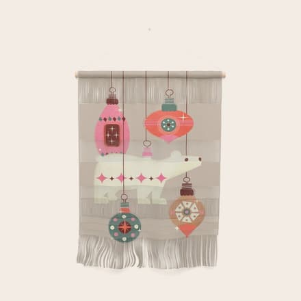Festive Baubles With A Polar Bear Wall Hanging