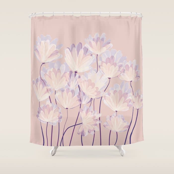 Delicate Light Pink Abstract Flowers Shower Curtain