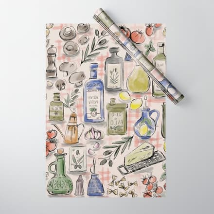 Cucina Italiana Food Recipe Wrapping Paper
