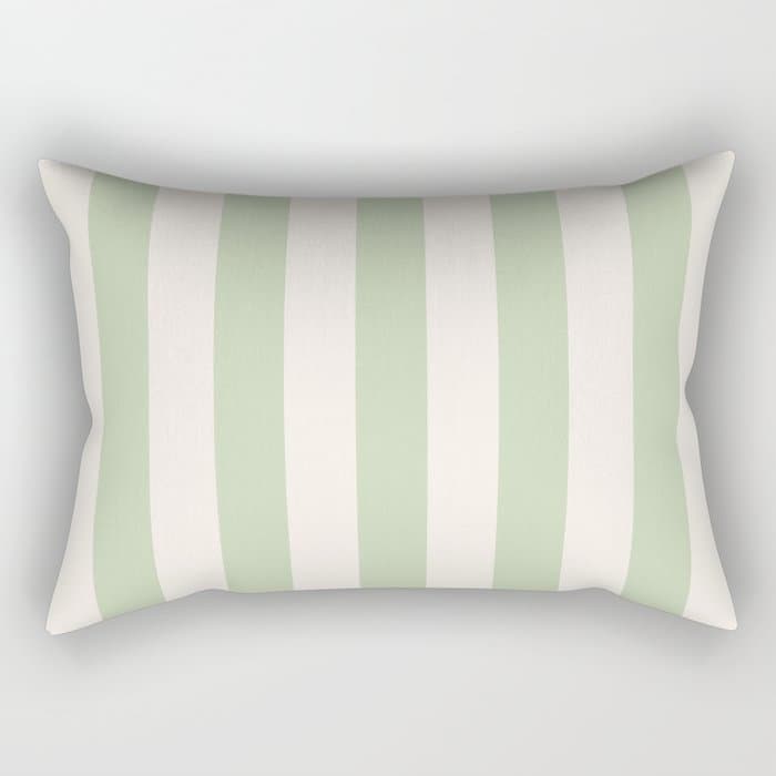 Pastel Green Vertical Stripes Rectangular Pillow