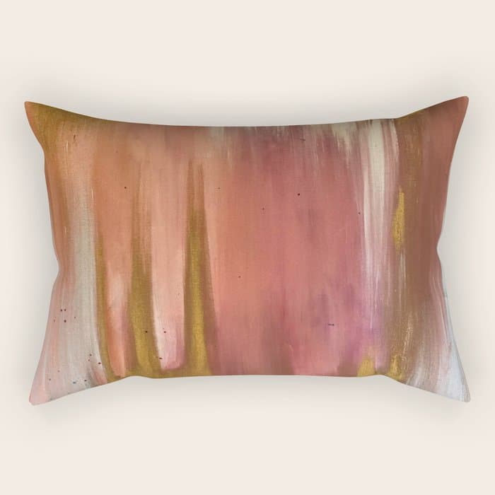 Blush with Gold Abstract Rectangular Pillow