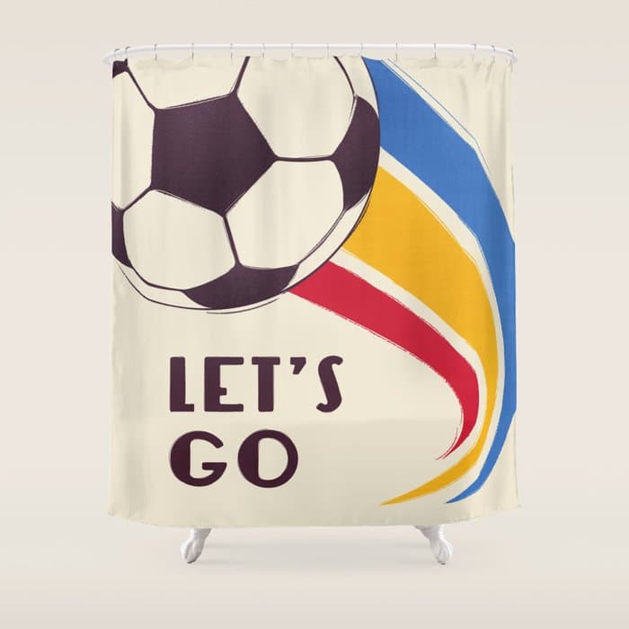 Let's Go - Soccer Illustration Shower Curtain