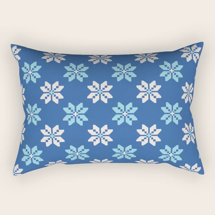 Contrasting Blues: Bethlehem Star Mosaic Rectangular Pillow