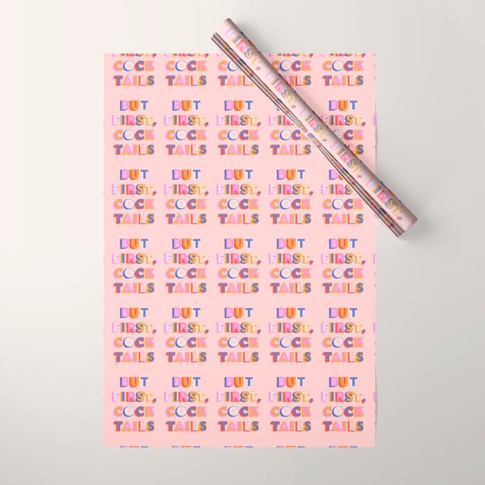 But First, Cocktails Typography Wrapping Paper