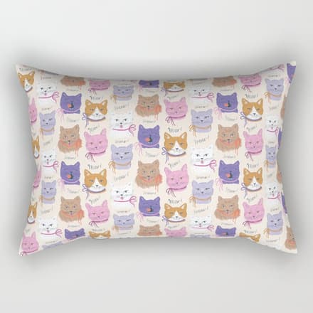 Cats In Purple And Brown Rectangular Pillow