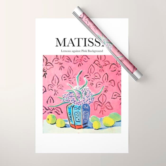 Lemons against Pink Background by Henri Matisse - Artwork Design Wrapping Paper