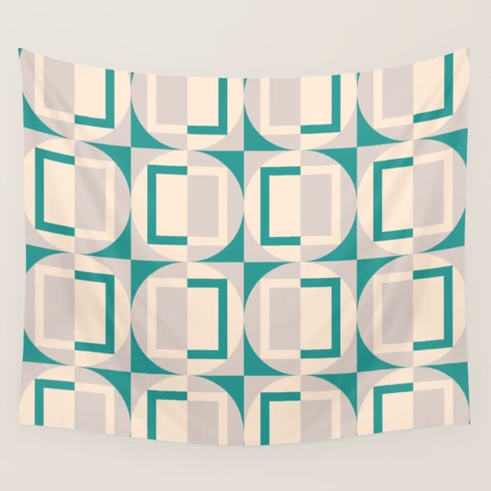 Mid Century Modern Geometric Fusion Wall Tapestry