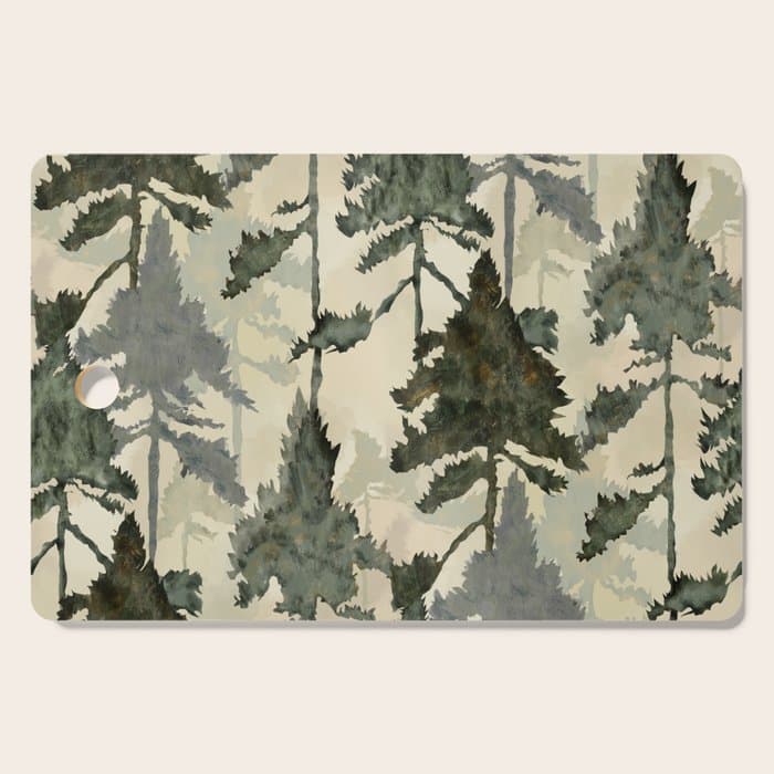 Enchanted Watercolor Pine Forest Cutting Board