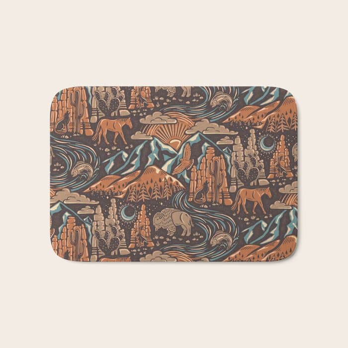 Wild West - Brown, Orange, and Blue Bath Mat