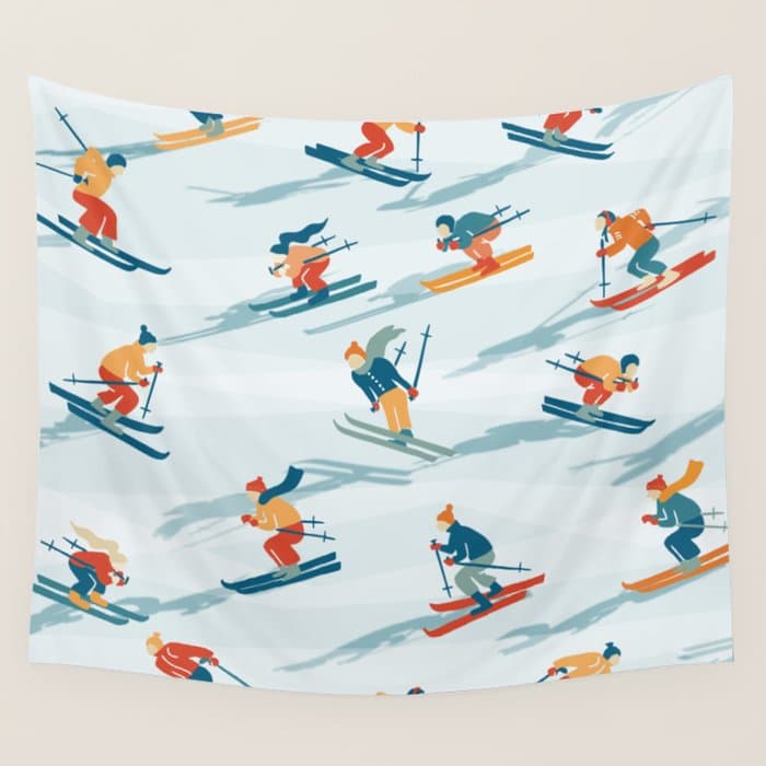 Retro Sportive Ski alpine light Wall Tapestry