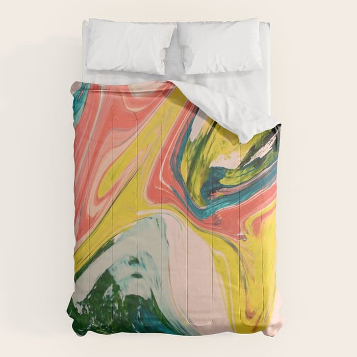 Revival: A colorful retro painting by Alyssa Hamilton Art Comforter