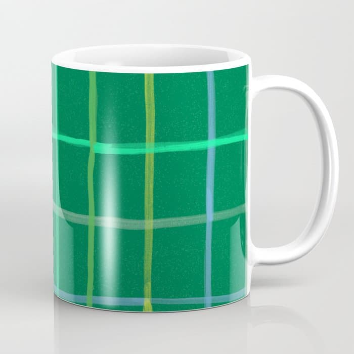 Abstract Tennis Net Pattern in Grass Green Coffee Mug