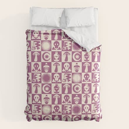 Potions And Spooky Things Checkerboard Pattern Comforter