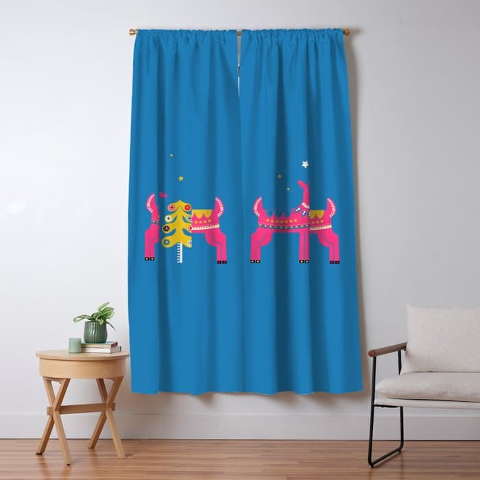 Festive Deers In Hot Pink Window Curtain