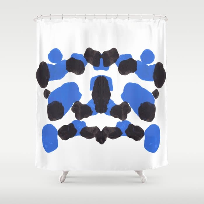Baby Blue Inkblot Pattern Shower Curtain
