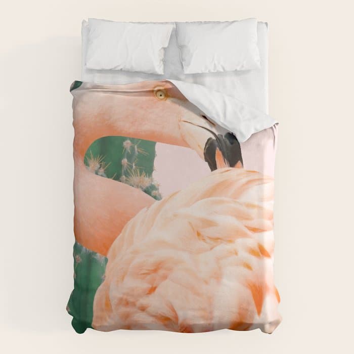 Flamingo & Cactus #HomeStorie #decor #buyart Duvet Cover