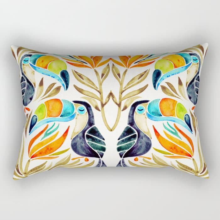 Tropical Toucans - Sepia Palette Rectangular Pillow