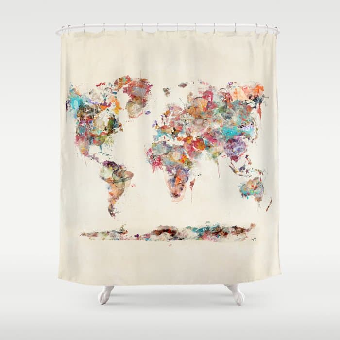 world map watercolor deux Shower Curtain