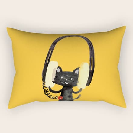 I Love Huge Headphone Rectangular Pillow