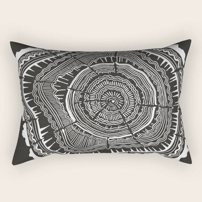 Growth Rings - 65 Years - Black Rectangular Pillow