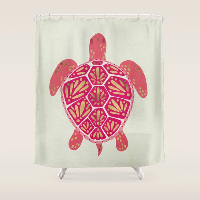 Sea Turtle in Pink & Gold Shower Curtain