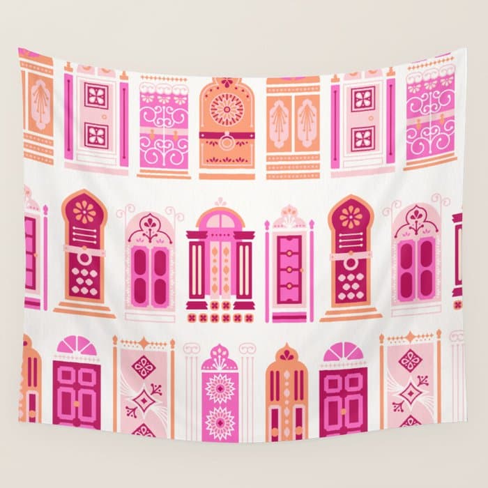 Moroccan Doors - Peach Palette Wall Tapestry