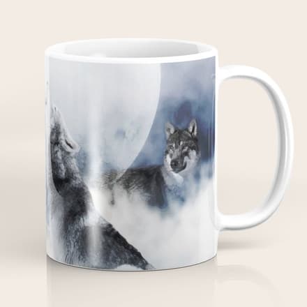Winter Wolves, Wildlife Wolf Wild Dogs, Snow Full Moon Animals Photography Love Digital Art Coffee Mug