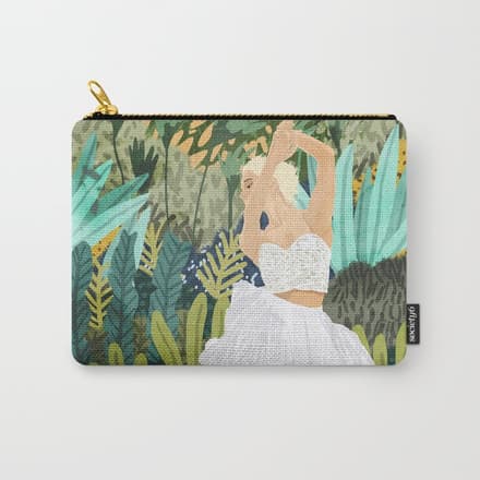 Forest Bride | Jungle Wedding Painting | Travel Solo | Blonde Woman Dancing Joy Carry All Pouch