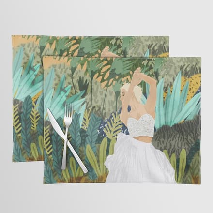 Forest Bride | Jungle Wedding Painting | Travel Solo | Blonde Woman Dancing Joy Placemat