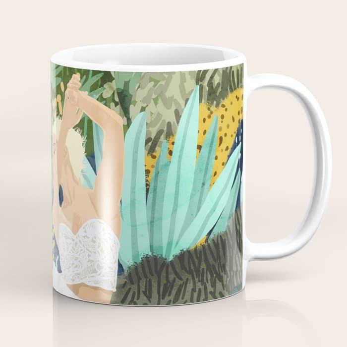 Forest Bride | Jungle Wedding Painting | Travel Solo | Blonde Woman Dancing Joy Coffee Mug