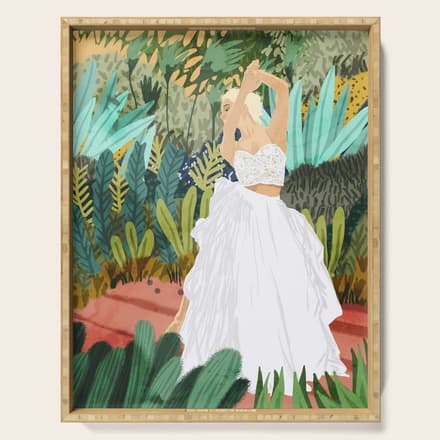 Forest Bride | Jungle Wedding Painting | Travel Solo | Blonde Woman Dancing Joy Serving Tray