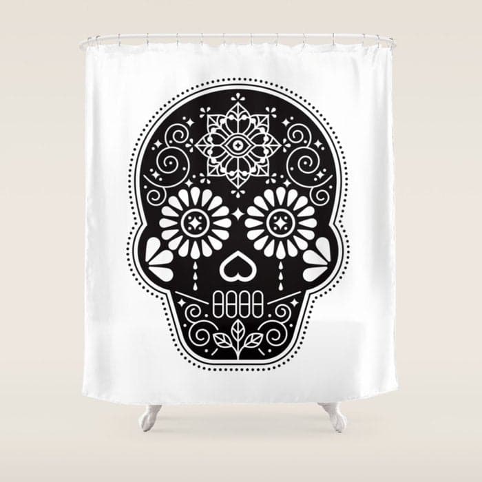 DÃa de Muertos Calavera ⢠Mexican Sugar Skull - Black Palette Shower Curtain