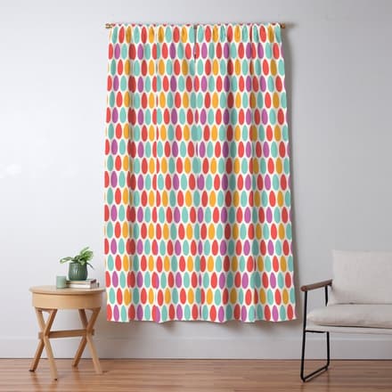 Modern Colorful Artistic Teal Pink Orange Easter Eggs Pattern Window Curtain