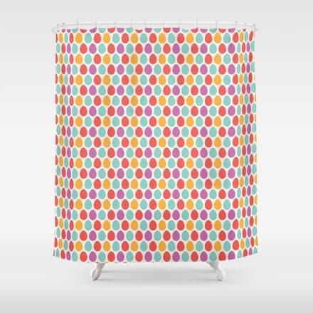 Modern Colorful Artistic Teal Pink Orange Easter Eggs Pattern Shower Curtain