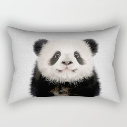 Panda Bear - Colorful Rectangular Pillow