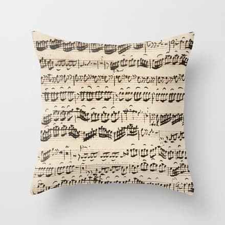 Johann Sebastian Bach (1685 - 1750) Original Music Sheet Throw Pillow