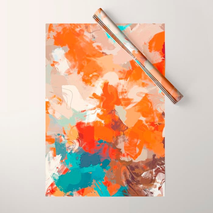 Pleasure, Abstract Painting Summer, Positivity Modern Bohemian Pop of Color Bright Good Vibes Wrapping Paper