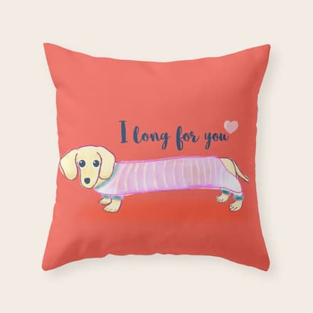 Valentine'S Day Dachshund Dog Throw Pillow