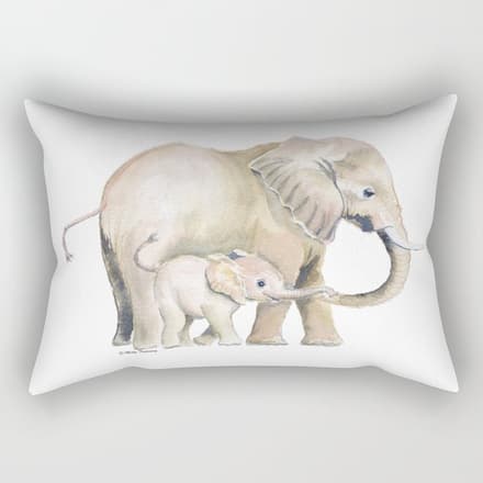 Mom And Baby Elephant 2 Rectangular Pillow