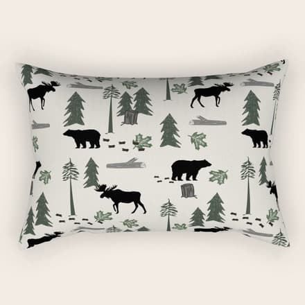 Camping Woodland Forest Nature Moose Bear Pattern Nursery Gifts Rectangular Pillow