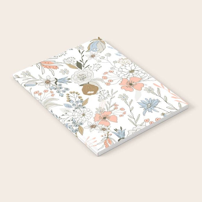 Abstract modern coral white pastel rustic floral Notebook