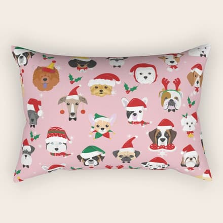 Christmas Dog Pattern Illustration Rectangular Pillow