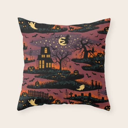 Halloween Night - Bonfire Glow Throw Pillow