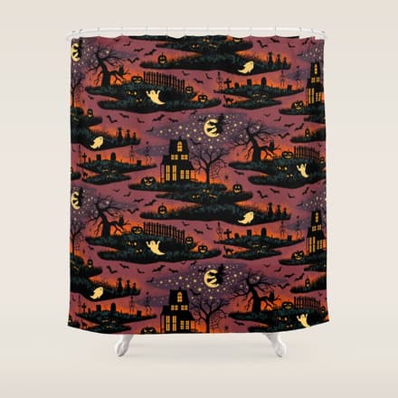 Halloween Night - Bonfire Glow Shower Curtain